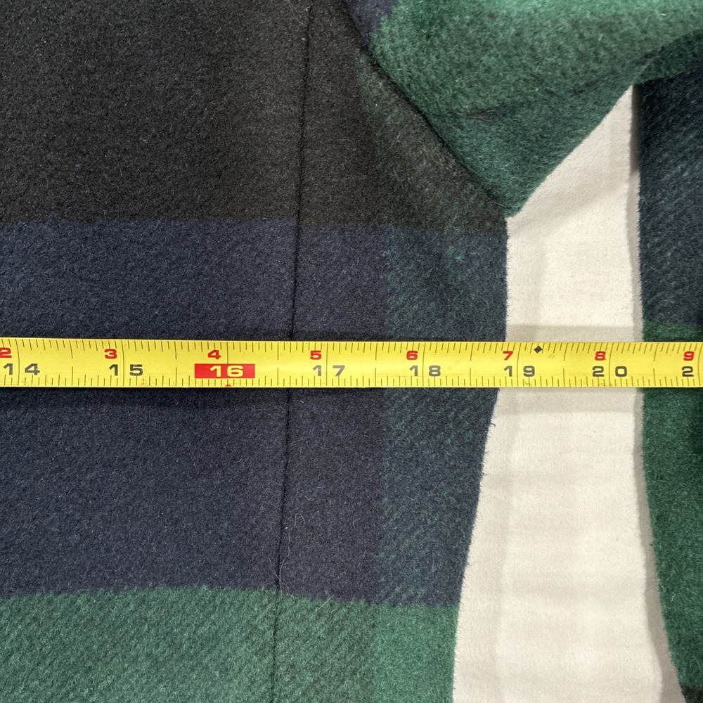 St. John's Bay Plaid Peacoat Wool Blend Jacket Size S Green Navy Double Breasted - Picture 6 of 8